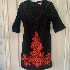 Lilly Pulitzer Black and Red Beaded Dress